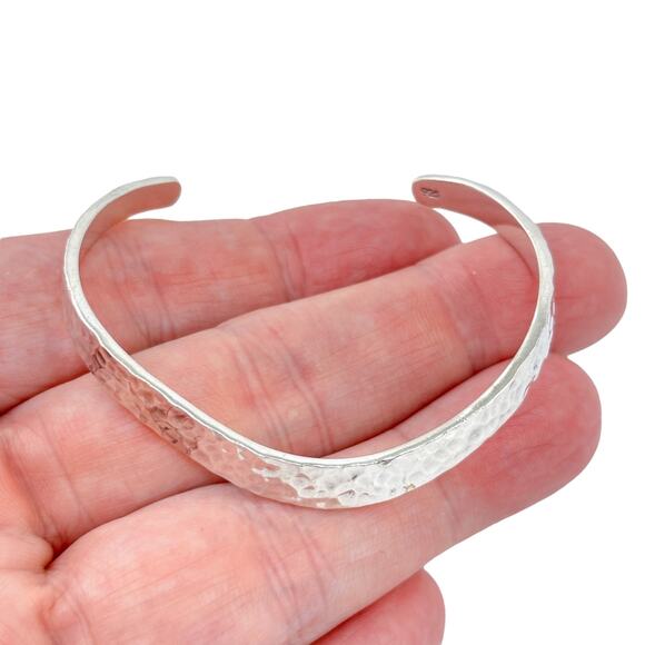 Hammered Chevron Cuff BraceletVintage Sterling Silver 9256.5